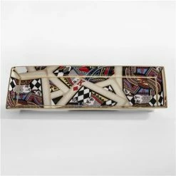 Halcyon Days - Pen Tray W/24k Gold Trim Let's Play Cards