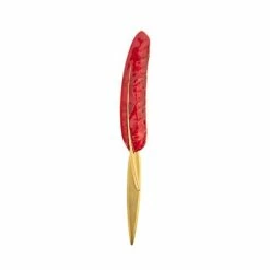 Peter's - Gold Feather Letter Opener W/Blended Red Enamel