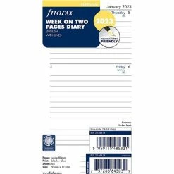 Filofax - 2023 Refill Week On Two Pages Pages Diary White Ruled
