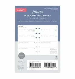 Filofax - 2023 Diary Refill Week On Two Pages Minimal Pocket
