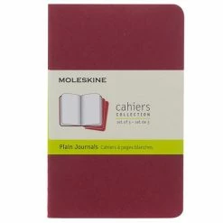 Moleskine - Cahier Plain Pocket Notebook Burgundy Set 3pce