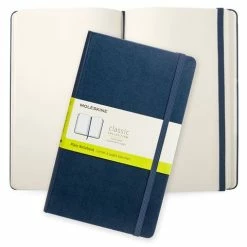 Moleskine - Classic Hard Cover Plain Notebook Large Sapphire