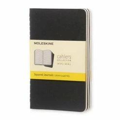 Moleskine - Cahier Squared Notebook Pocket Black Set 3pce