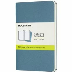 Moleskine - Cahier Plain Notebook Large Brisk Blue Set 3pce
