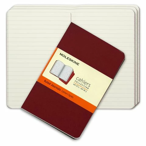 Moleskine - Cahier Ruled Pocket Journal Red Set 3pce 3 Moleskine - Cahier Ruled Pocket Journal Red Set 3pce