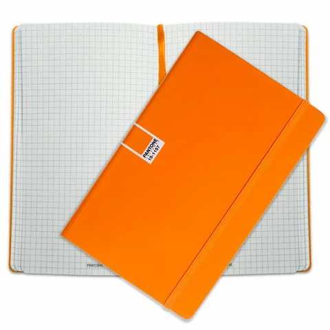 Pantone - Flame Orange Large Grid Elastic Band Notebook 3 Pantone - Flame Orange Large Grid Elastic Band Notebook
